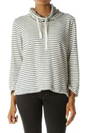 Black & White Stripe Mock Neck Sweater