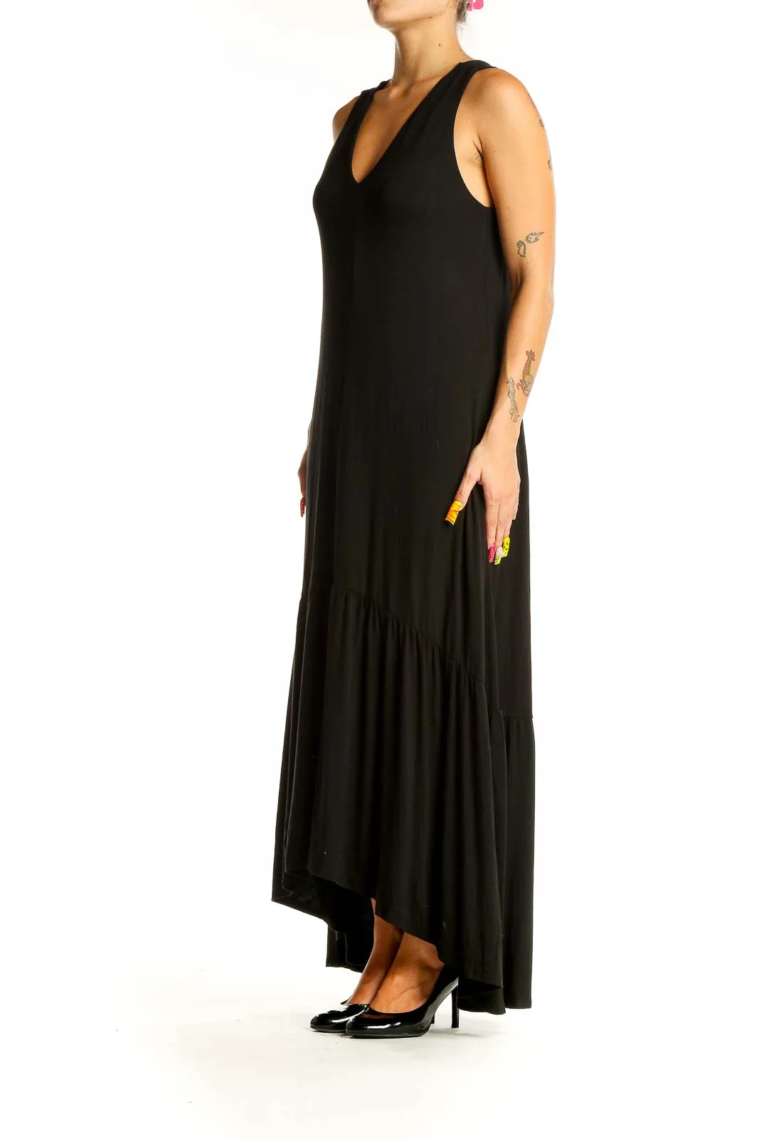 Black Solid Maxi Dress