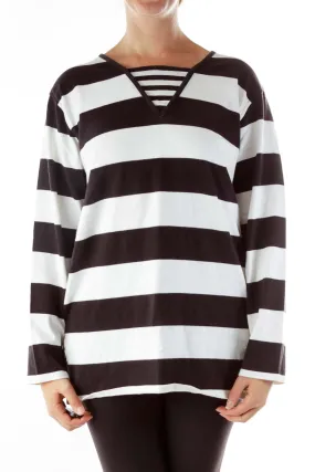 Black White Striped Sweatshirt