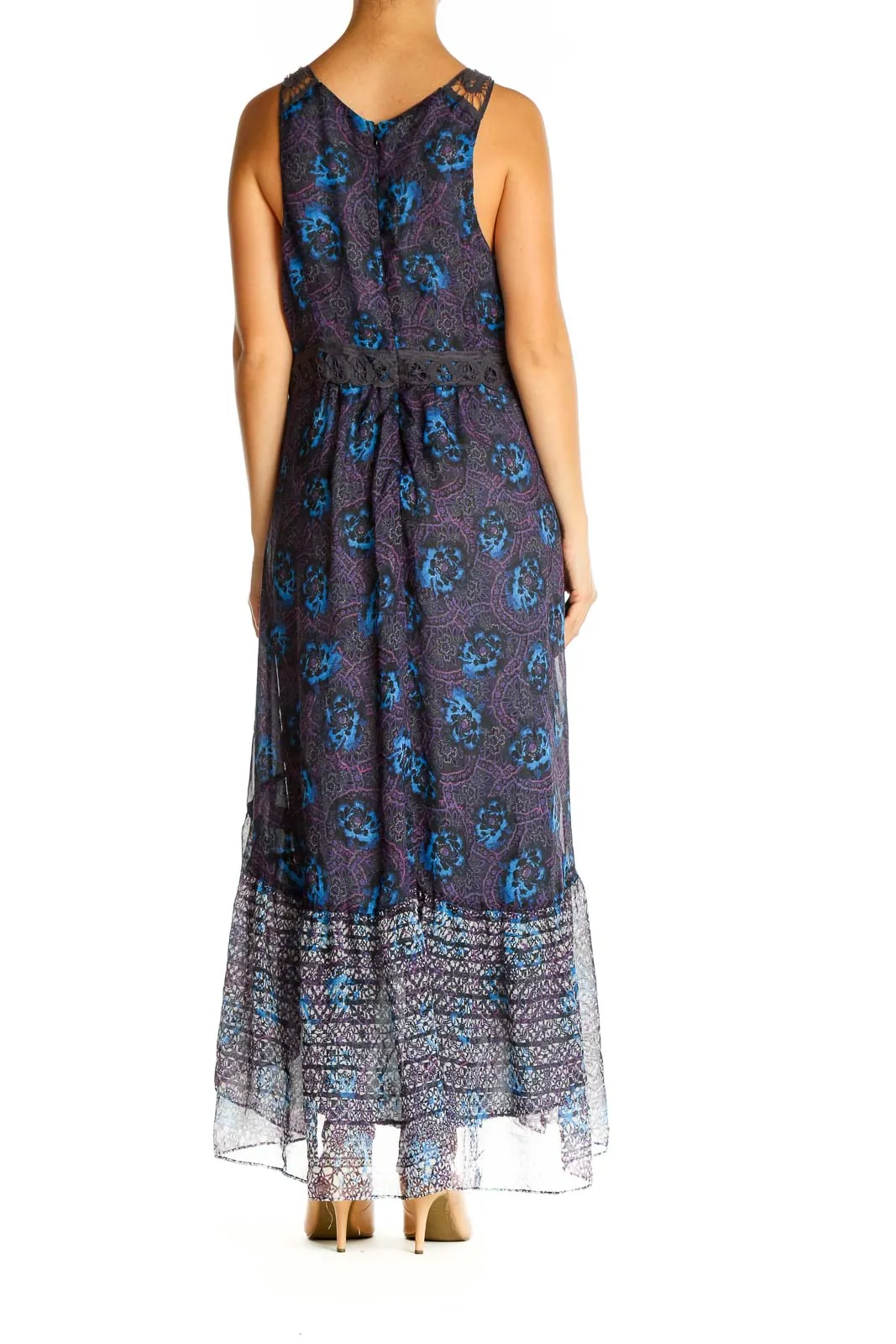 Blue Floral Boho Maxi Dress