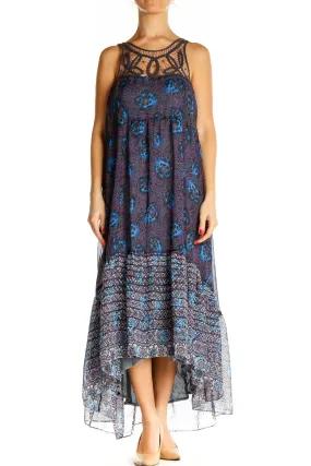 Blue Floral Boho Maxi Dress