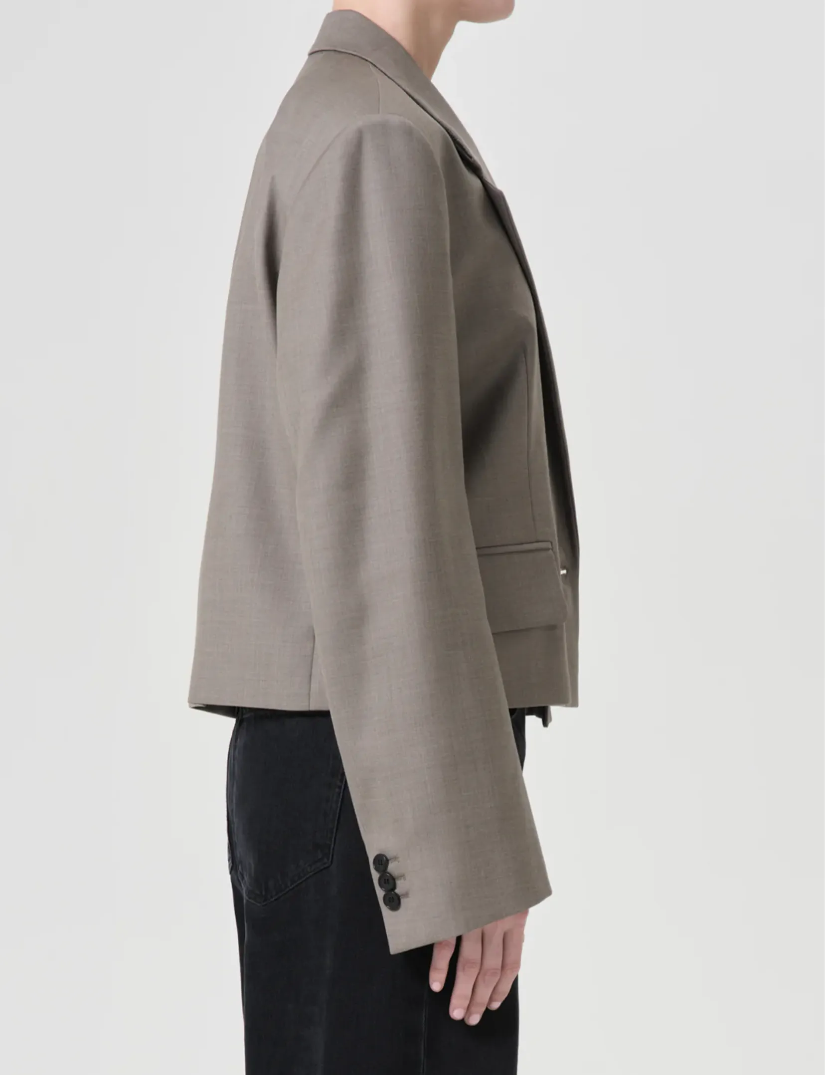 Callie Cropped Blazer, Khaki