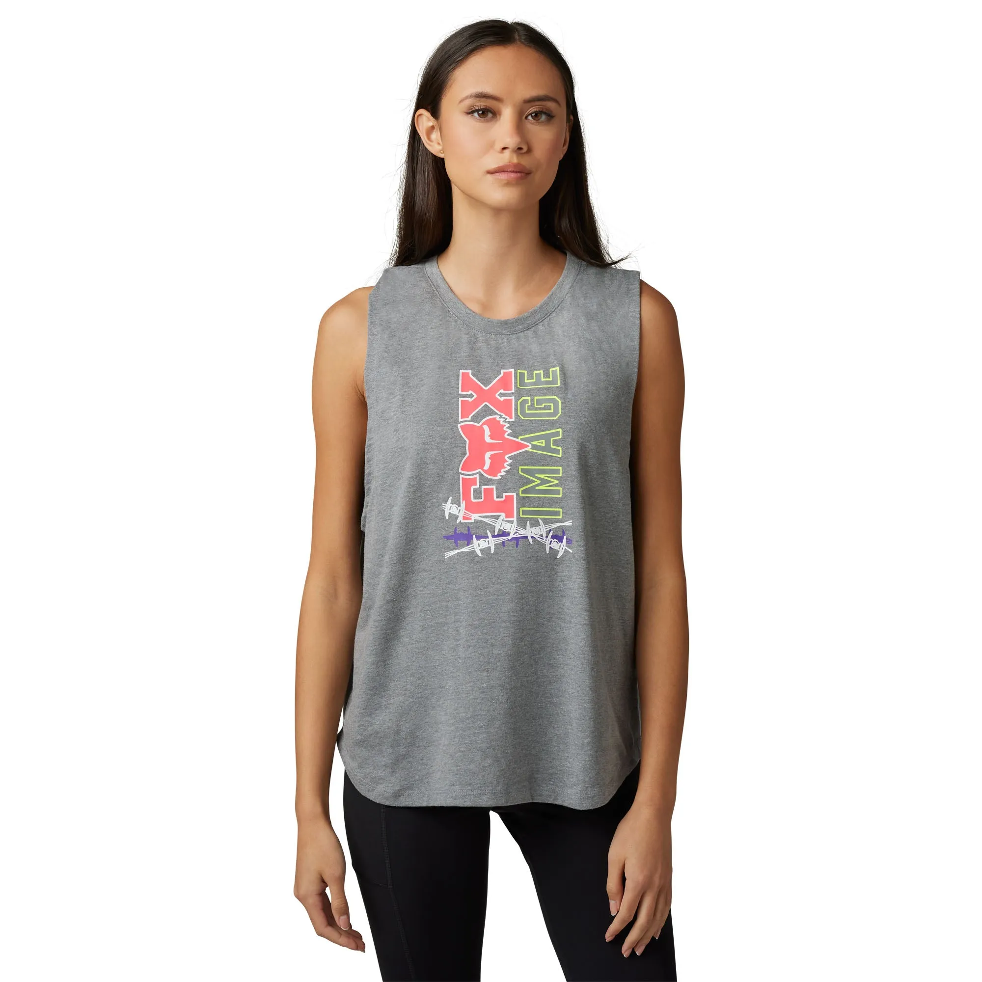 Fox Racing  Womens Barbed Wire II Tank Top Shirt Sleeveless Heather Graphite