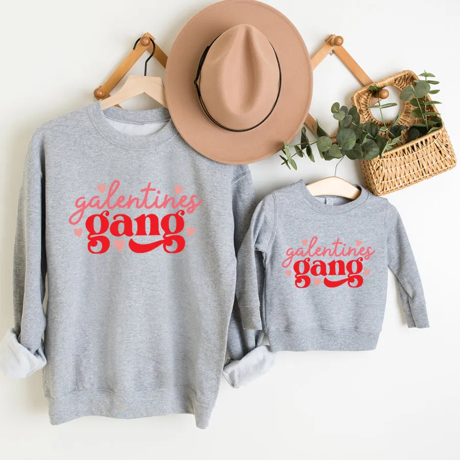 Galentines Gang Valentines Matching Heather Grey Sweatshirts