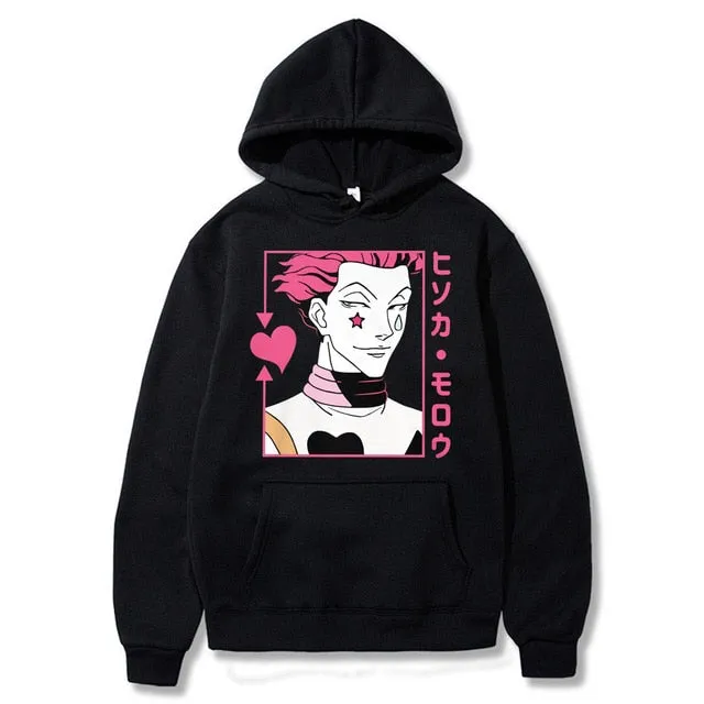 Kawaii Hunter X Hunter Hoodies Men Women Short Sleeve Sweatshirt Killua Zoldyck Anime Manga Black Hoodies Bluzy Tops Clothes