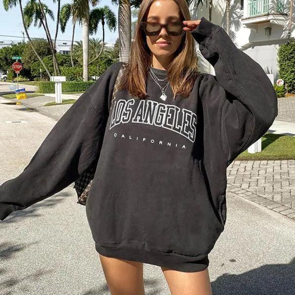 Letter Printed Loose Sweatshirts Tops