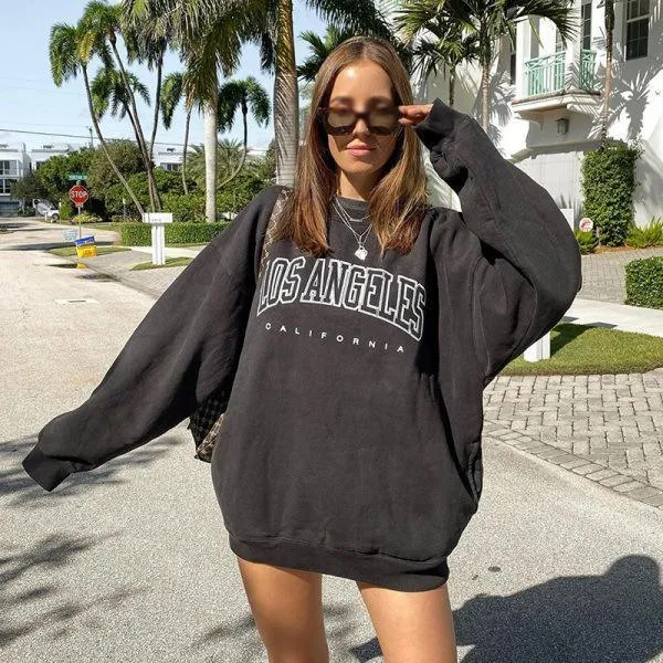 Letter Printed Loose Sweatshirts Tops