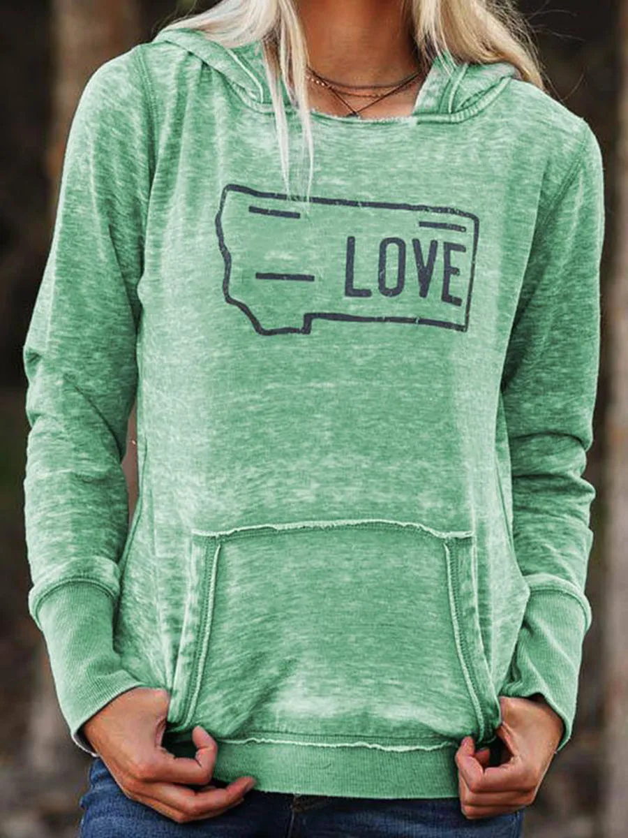 Long Sleeve Hooded Pullover Tops