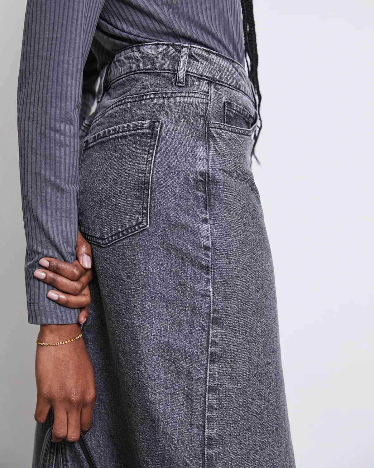 Luce Denim Skirt - Light Grey