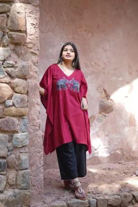 Maroon Rayon Kurti & Black Palazzo - Saheli e Fil