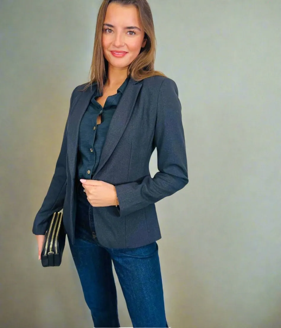 Navy Blue Single Breasted Blazer