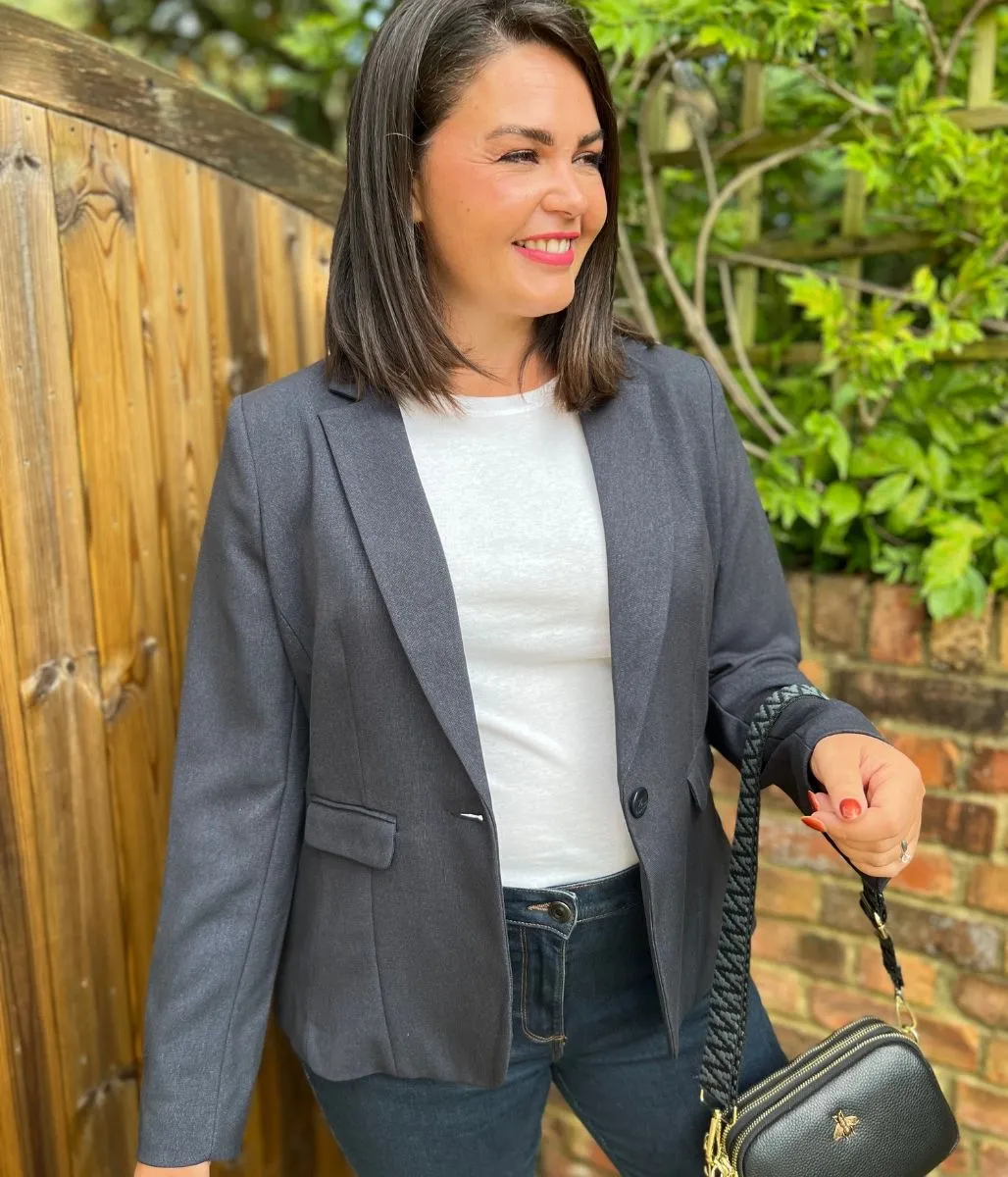 Navy Blue Single Breasted Blazer