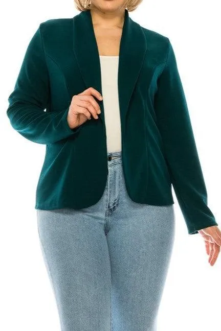 Open Front Long Sleeves Waist Length Blazer Jacket