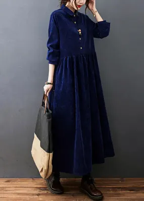 Patchwork Corduroy Maxi Dresses Fall