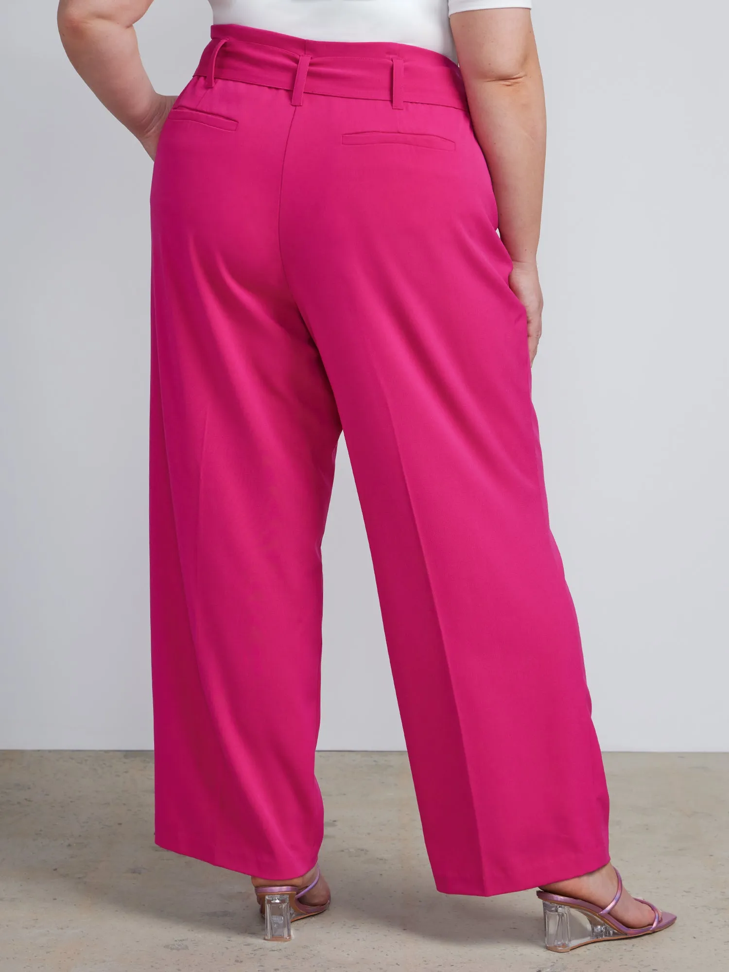 Plus Tie Waist Palazzo Pants