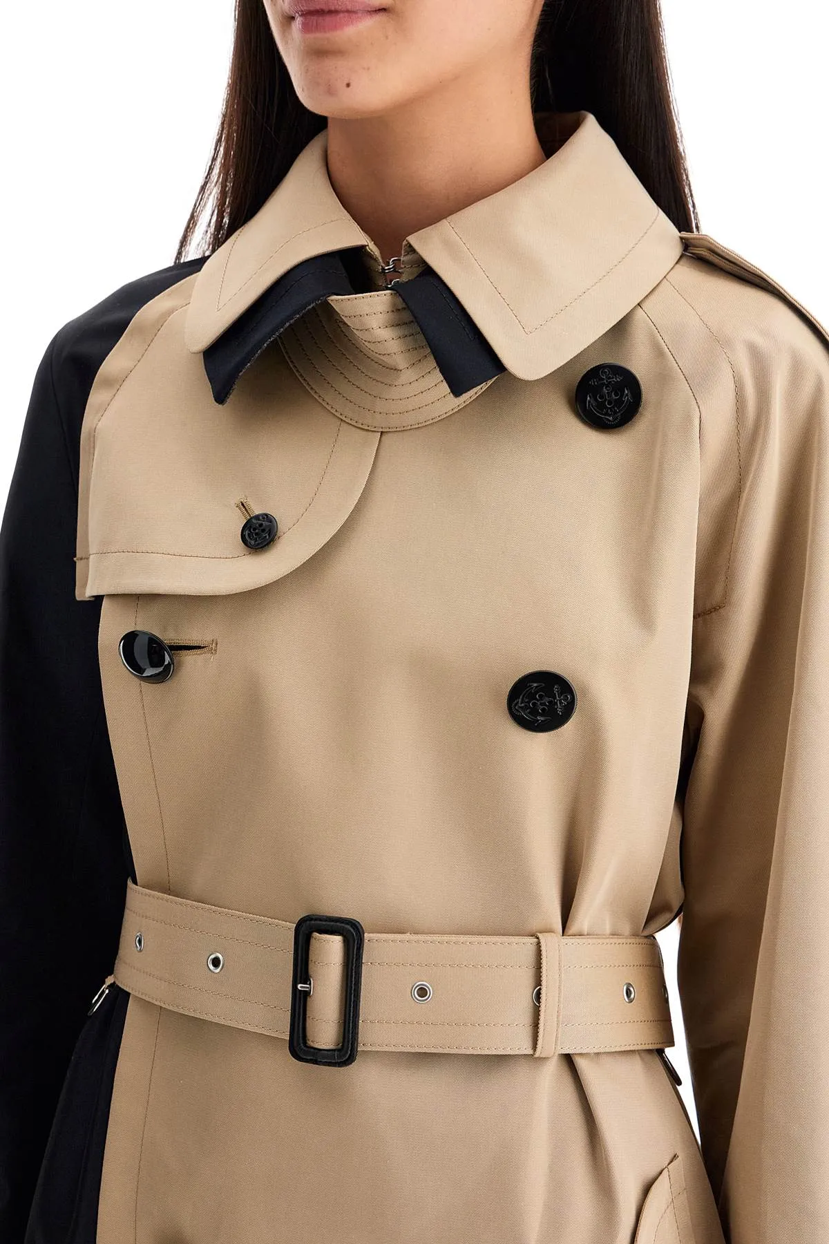 Sacai Color Block Gabardine Trench