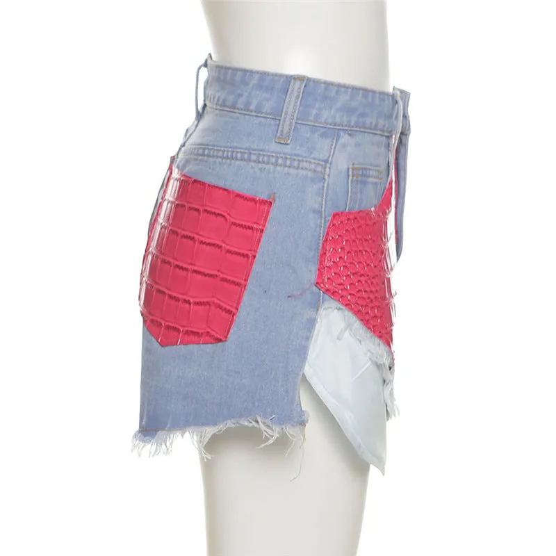 Street Snap Stitching Design Denim Shorts