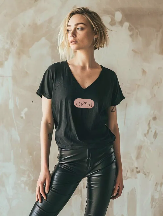 TONED OVERSIZED TEE - BLACK