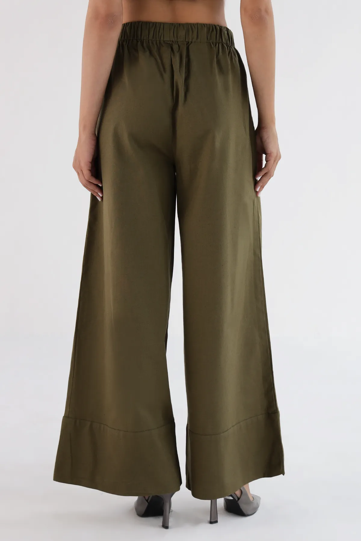 Wide-Leg Pants : Olive