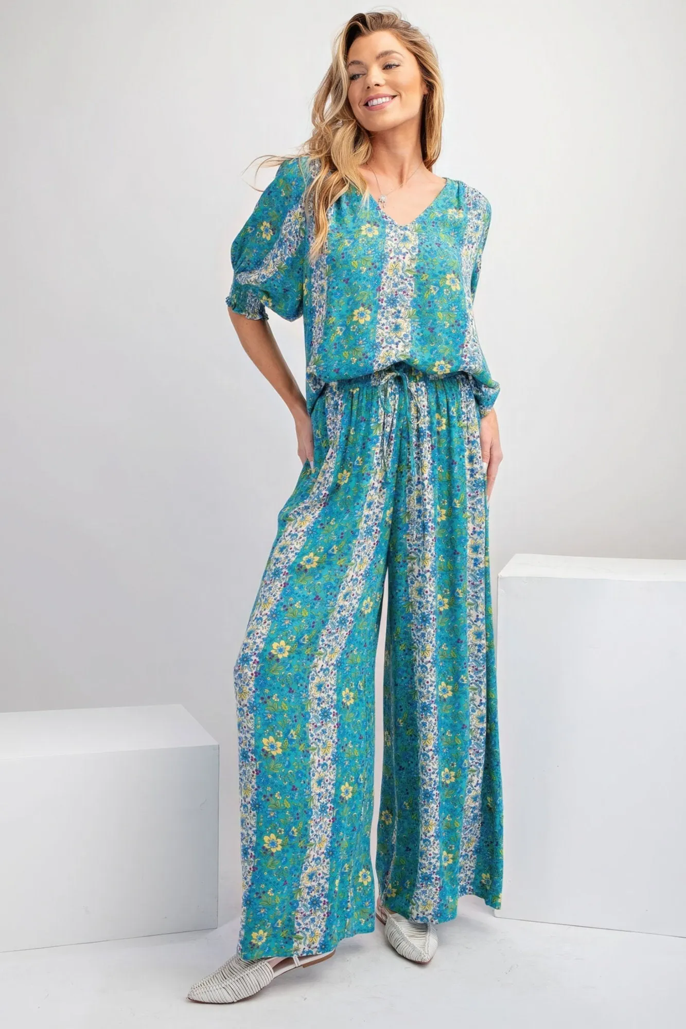 Women's Floral print gauze palazzo pants