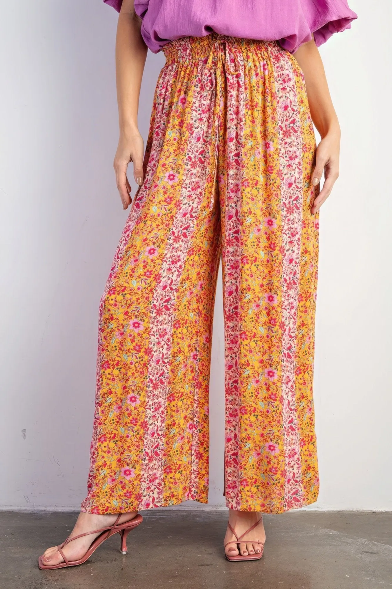 Women's Floral print gauze palazzo pants