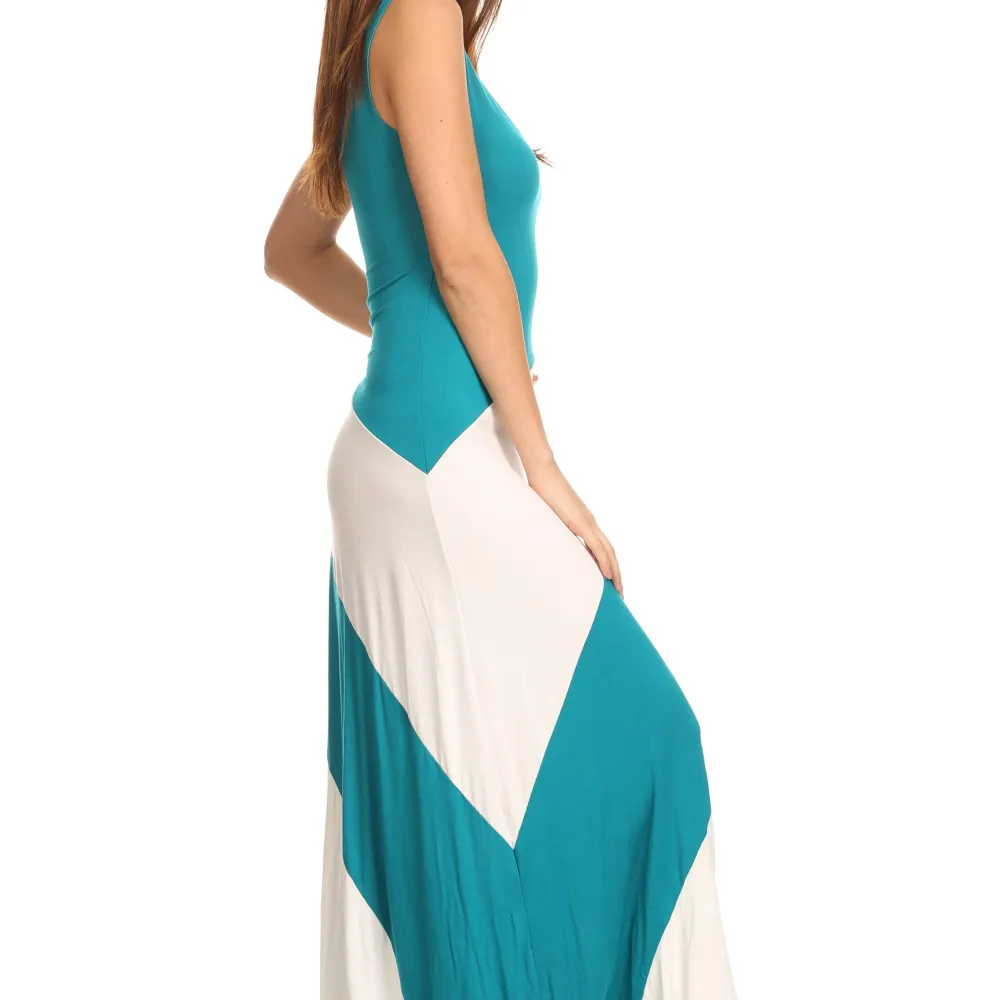 Women's Striped Sleeveless Maxi Summer Dress