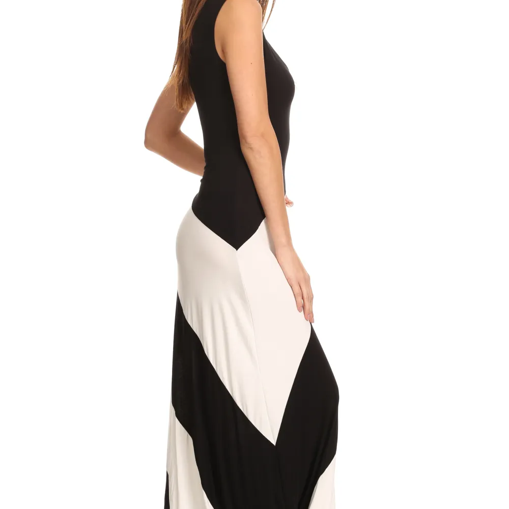 Women's Striped Sleeveless Maxi Summer Dress