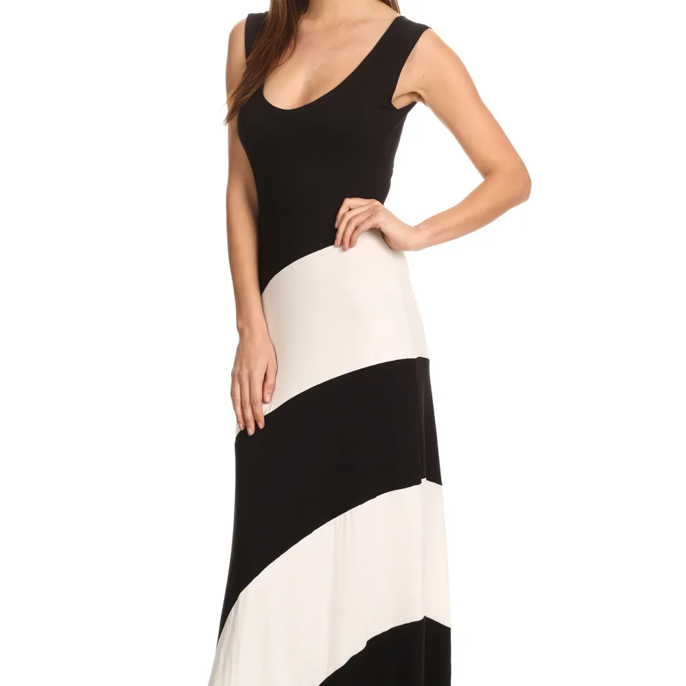 Women's Striped Sleeveless Maxi Summer Dress