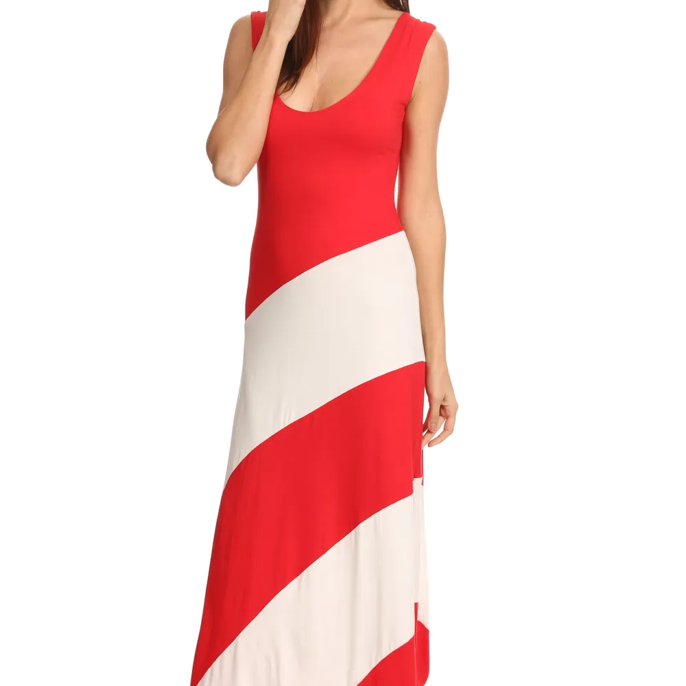 Women's Striped Sleeveless Maxi Summer Dress