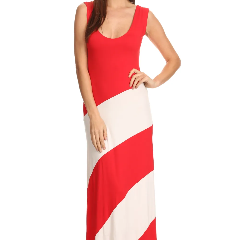 Women's Striped Sleeveless Maxi Summer Dress