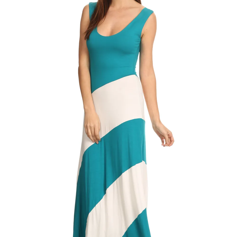 Women's Striped Sleeveless Maxi Summer Dress