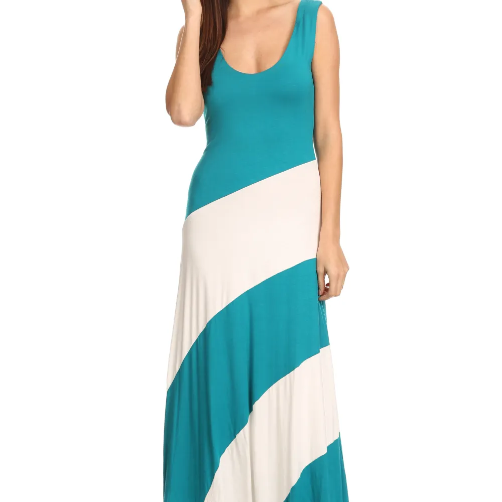 Women's Striped Sleeveless Maxi Summer Dress