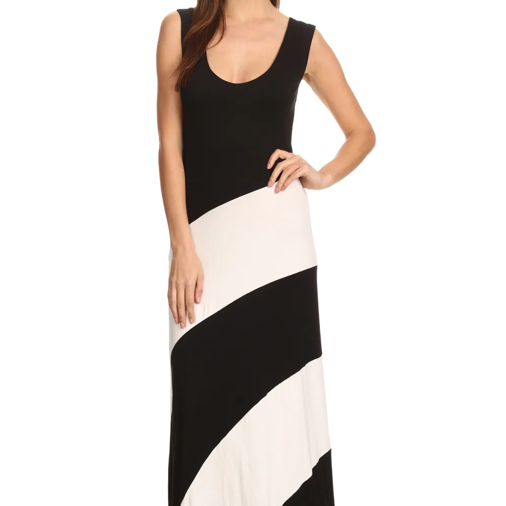 Women's Striped Sleeveless Maxi Summer Dress