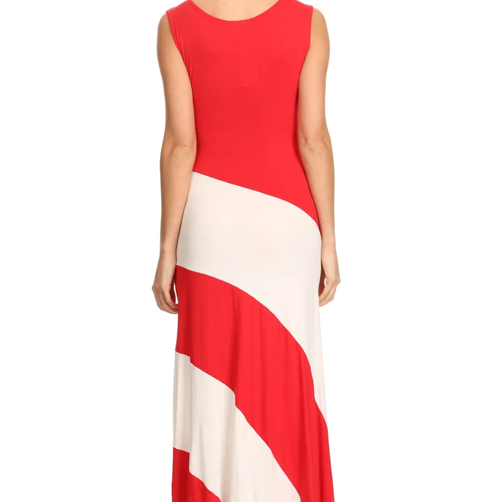 Women's Striped Sleeveless Maxi Summer Dress